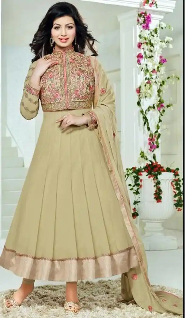 Ayesha Takia Anarkali Style Suit in Georgette Brown Color | FH476673699