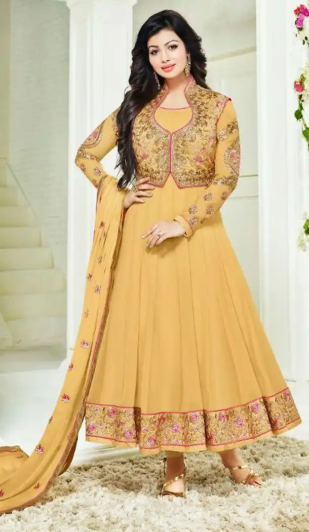 Ayesha Takia Anarkali Style Suit in Georgette Brown Color | FH476673701