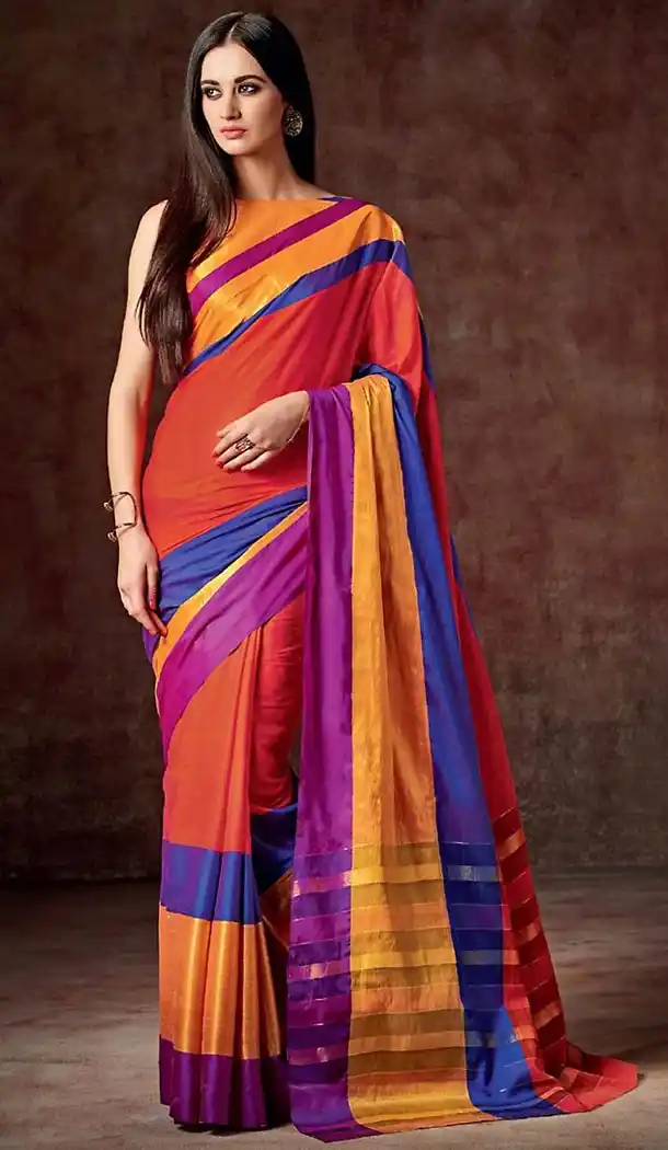 Red Color Cotton Contemporary Style Saree | FH476773762