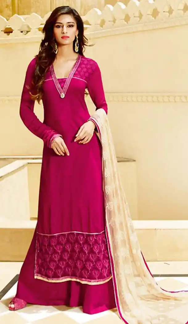 Tussar Silk Fabric Pink Color Straight Cut Palazzo with Kurta Dresses | FH477073723