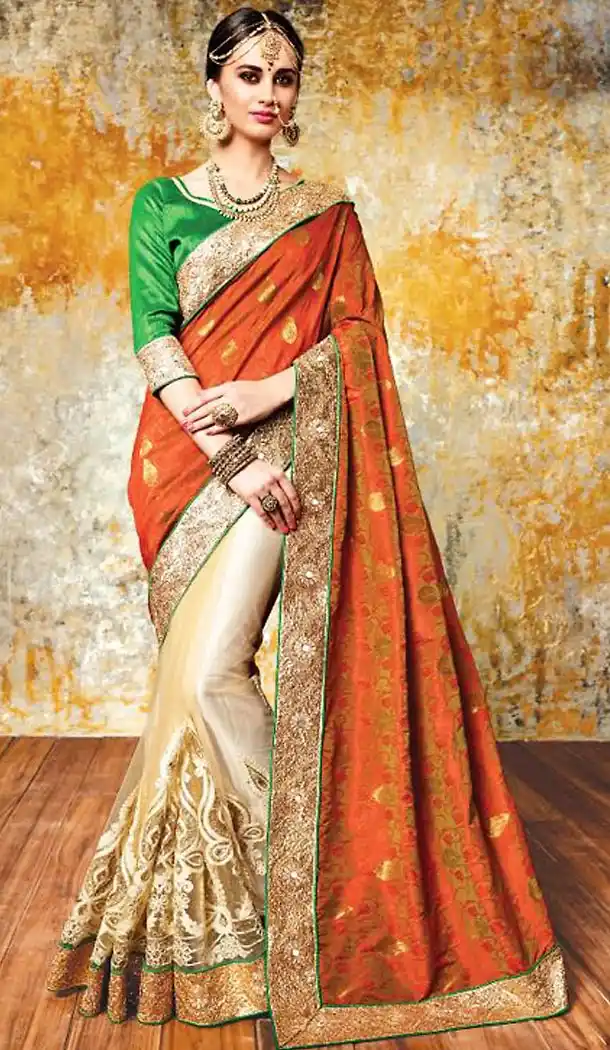 Orange Color Silk Traditional Saree with Blouse | FH477173737