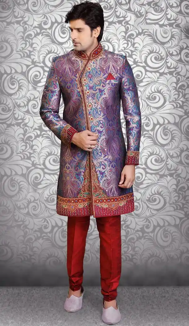 Blue Color Heavy Tr Indo Western Menswear Suit | FH477973842