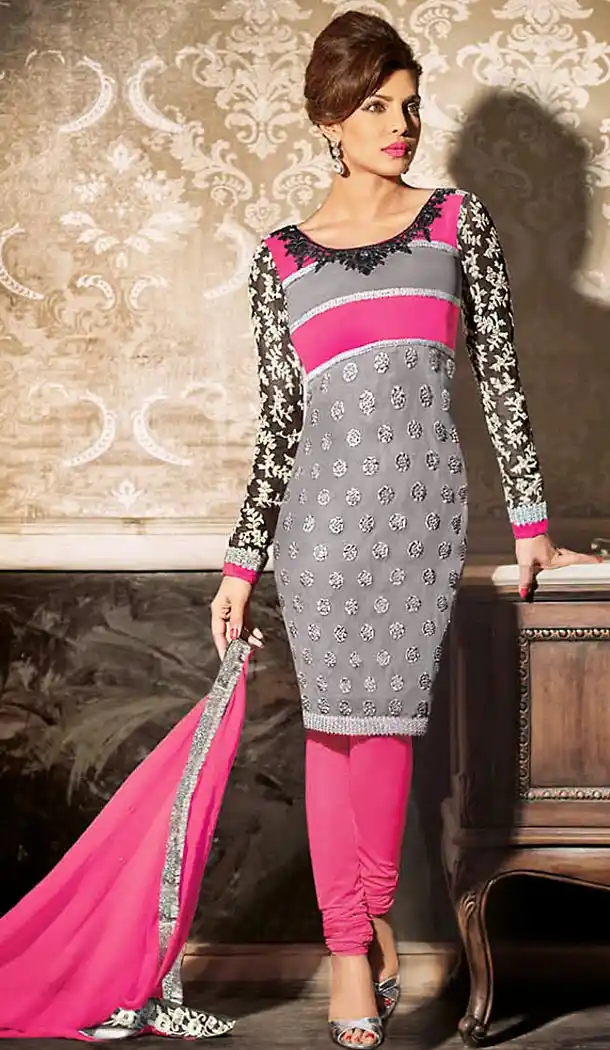Priyanka Chopra Celebrity Georgette Grey Dresses | FH478373892