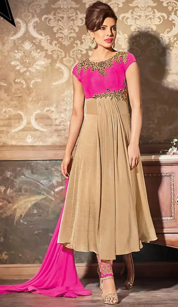 Priyanka Chopra Celebrity Georgette Brown Dresses | FH478373893