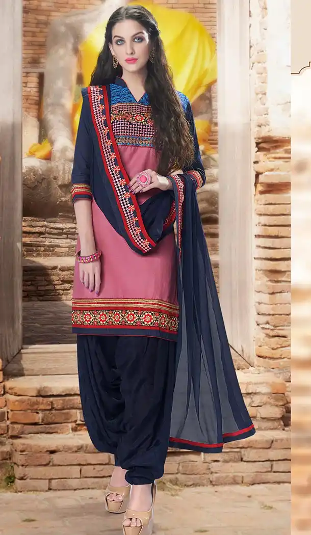 Salmon Color Cotton Panjabi Patiyala Suit | FH478673913
