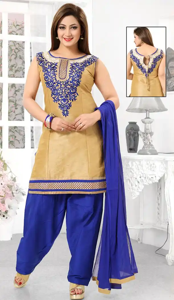 Beige Color Art Silk Anarkali Readymade Churidar Dress | FH478873942