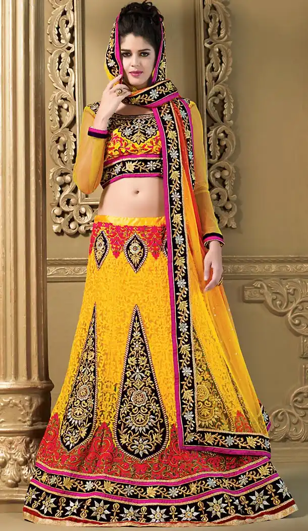 Yellow Color Net A Line Style Designer Lehenga Choli | FH479173977