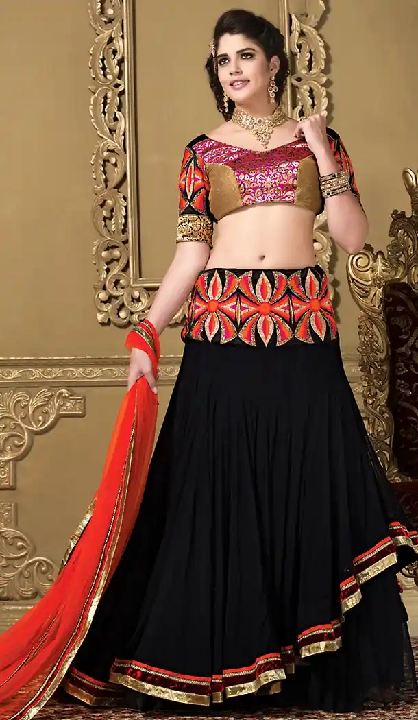Black Color Net A Line Style Designer Lehenga Choli | FH479173983