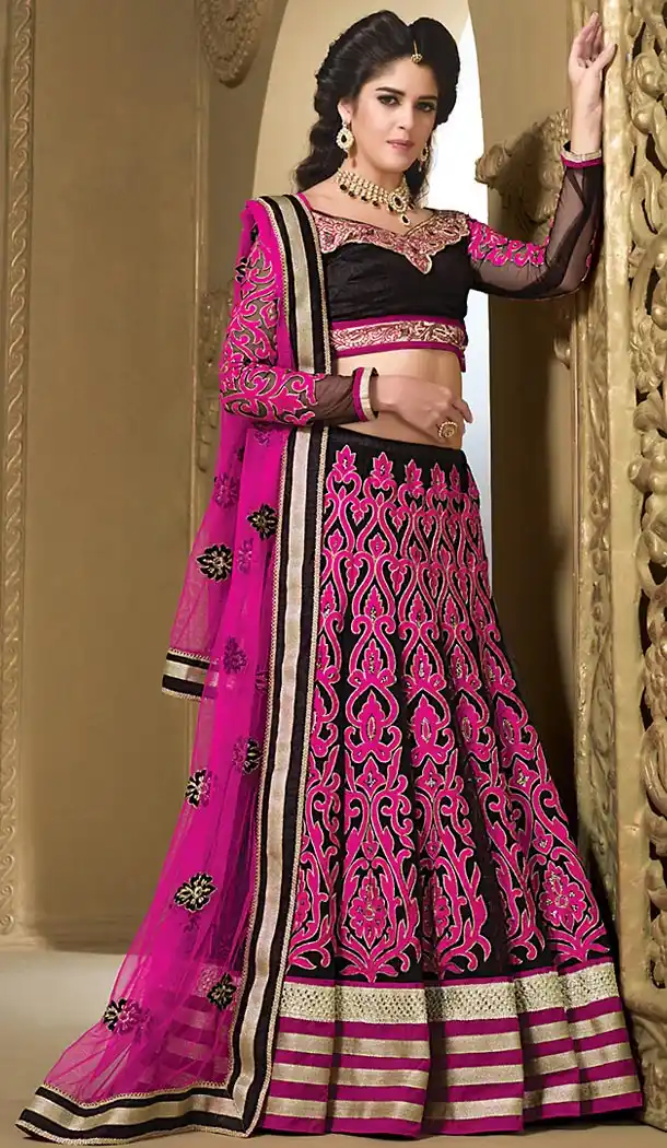 Black Color Net A Line Style Designer Lehenga Choli | FH479173989