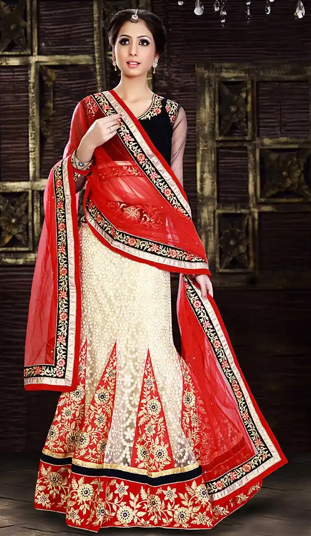 White Color Jacquard A Line Style Bridal Wear Lehenga Choli | FH479374013