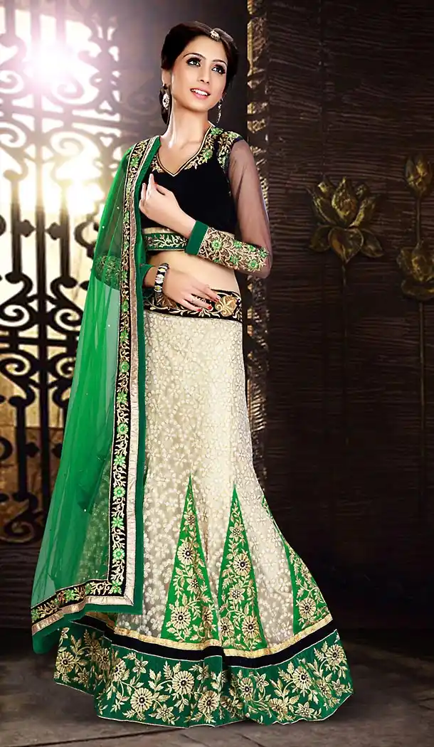 Off White Color Jacquard A Line Style Bridal Wear Lehenga Choli | FH479374014