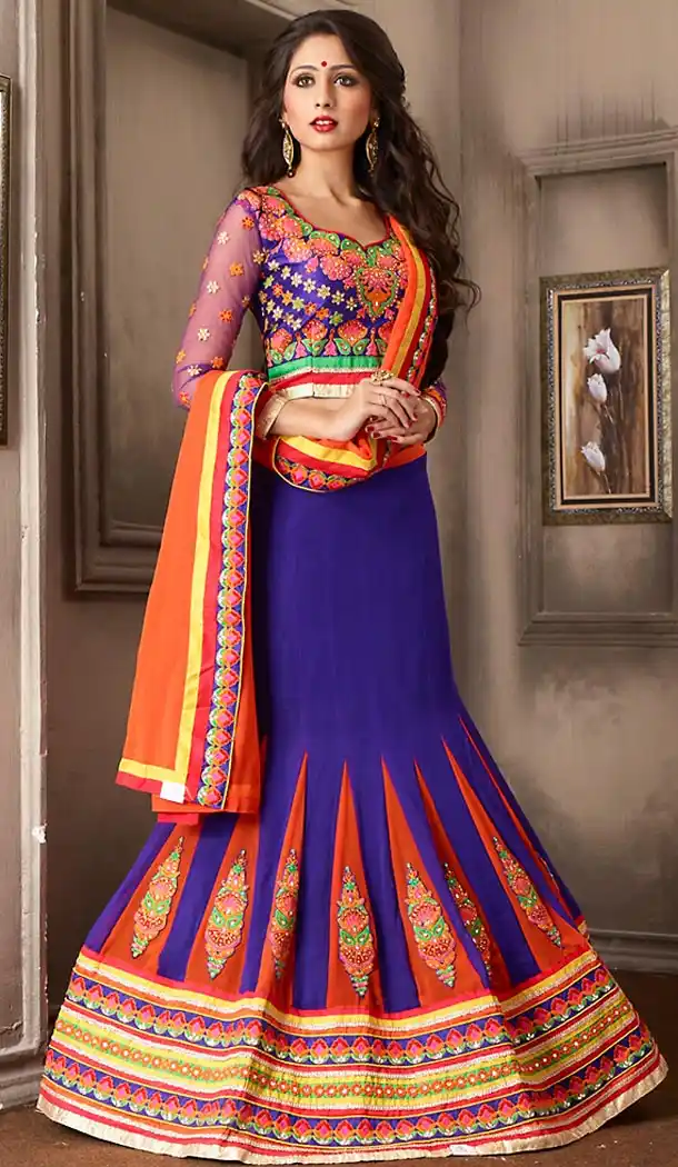 Blue Color Georgette Designer Lehenga Choli | FH479474022