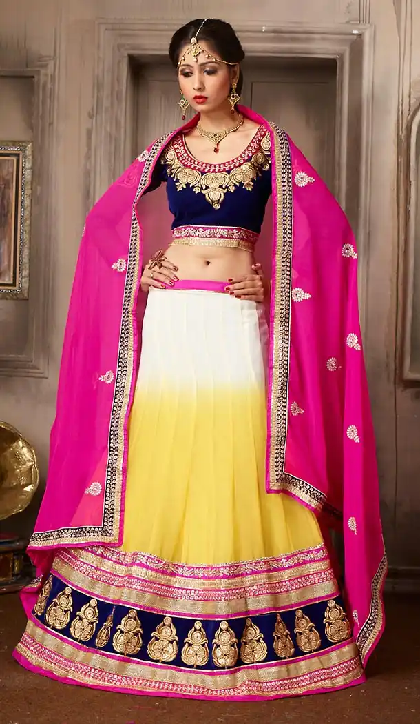Yellow Color Georgette Designer Lehenga Choli | FH479474033