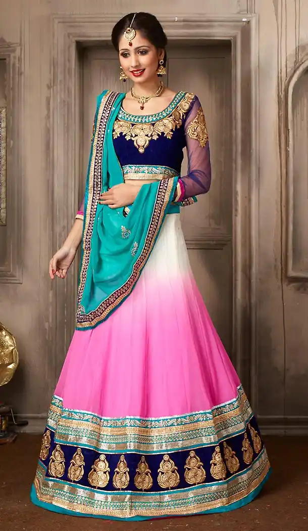 Deep Pink Color Georgette Designer Lehenga Choli | FH479474035