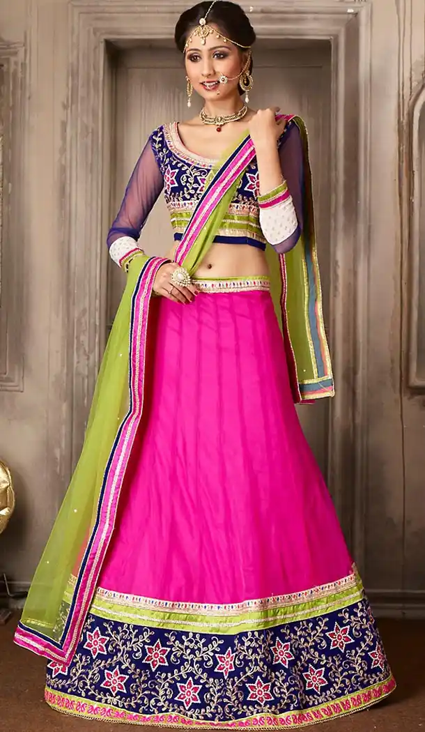 Deep Pink Color Net A Line Style Party Wear Lehenga Choli | FH479574040