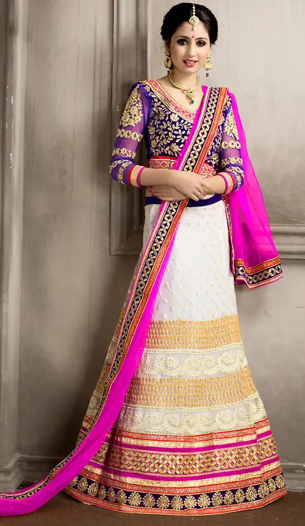 White Color Net A Line Style Party Wear Lehenga Choli | FH479574046