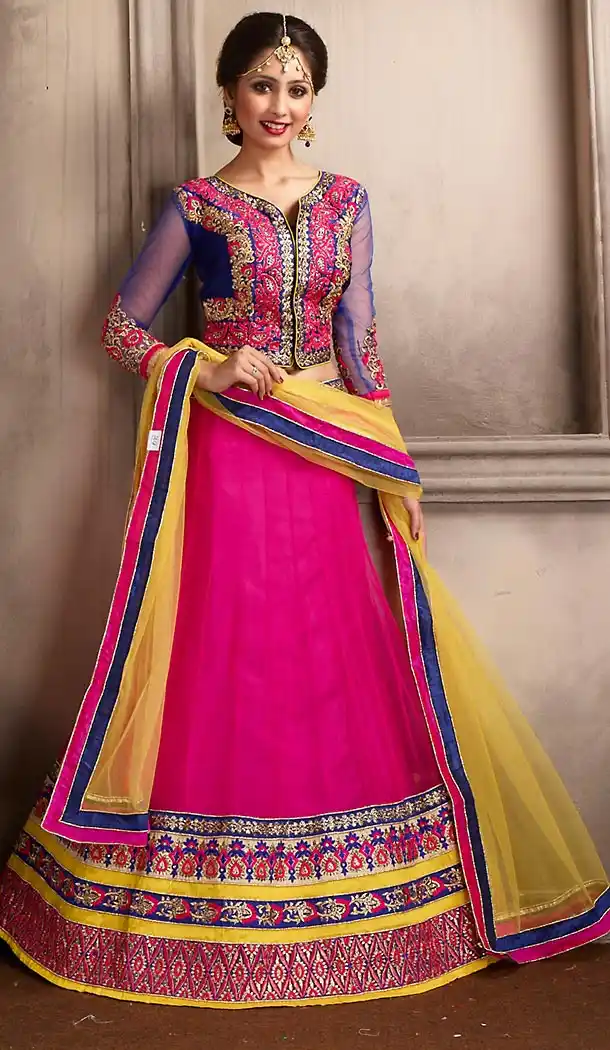 Deep Pink Color Net A Line Style Party Wear Lehenga Choli | FH479574055