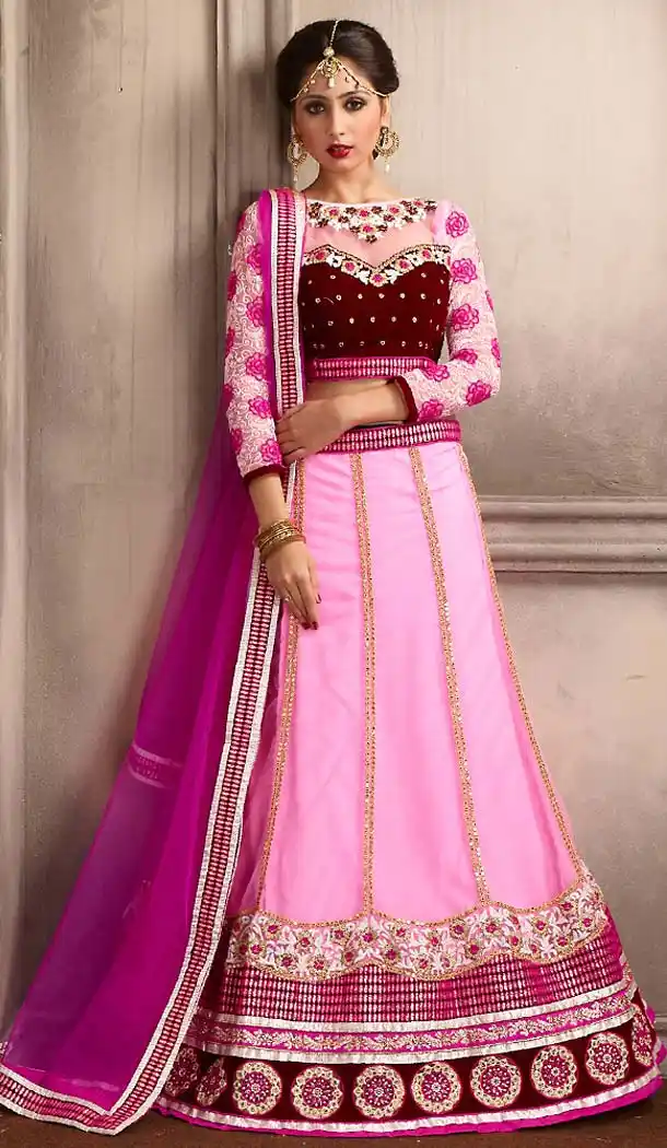 Pink Color Net A Line Style Lehenga Choli | FH479674063