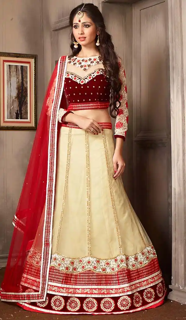 Beige Color Net A Line Style Lehenga Choli | FH479674065
