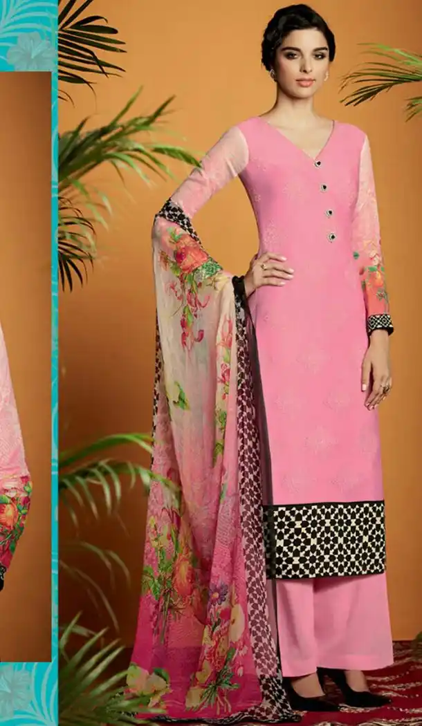 Salmon Color Cotton Straight Cut Style Palazzo Kameez | FH480174112