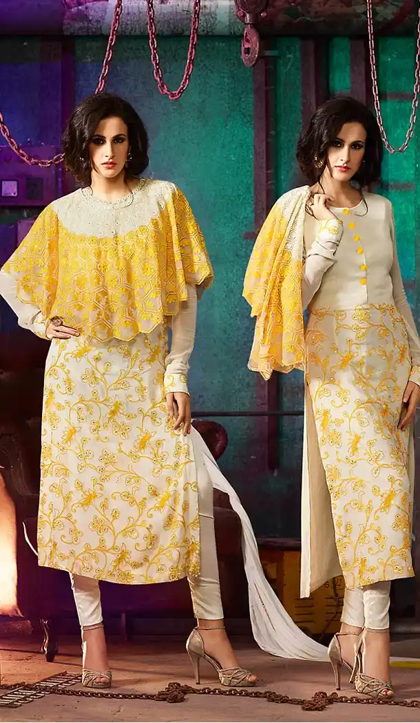 Off White Color Georgette Designer Salwar Kameez | FH480574172