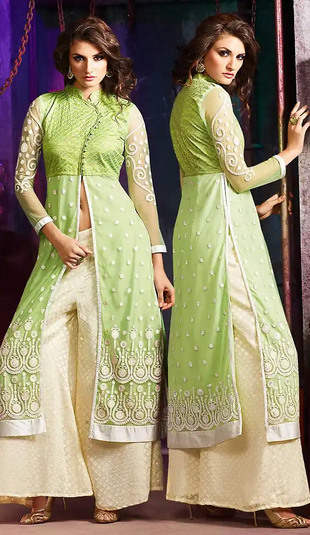 Honeydew Color Net Designer Salwar Kameez | FH480574176
