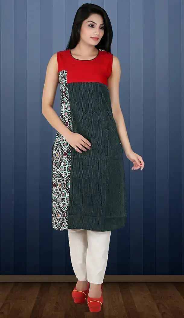 Deep Scarlet Color Cotton Readymade Ladies Kurtas | FH482674393