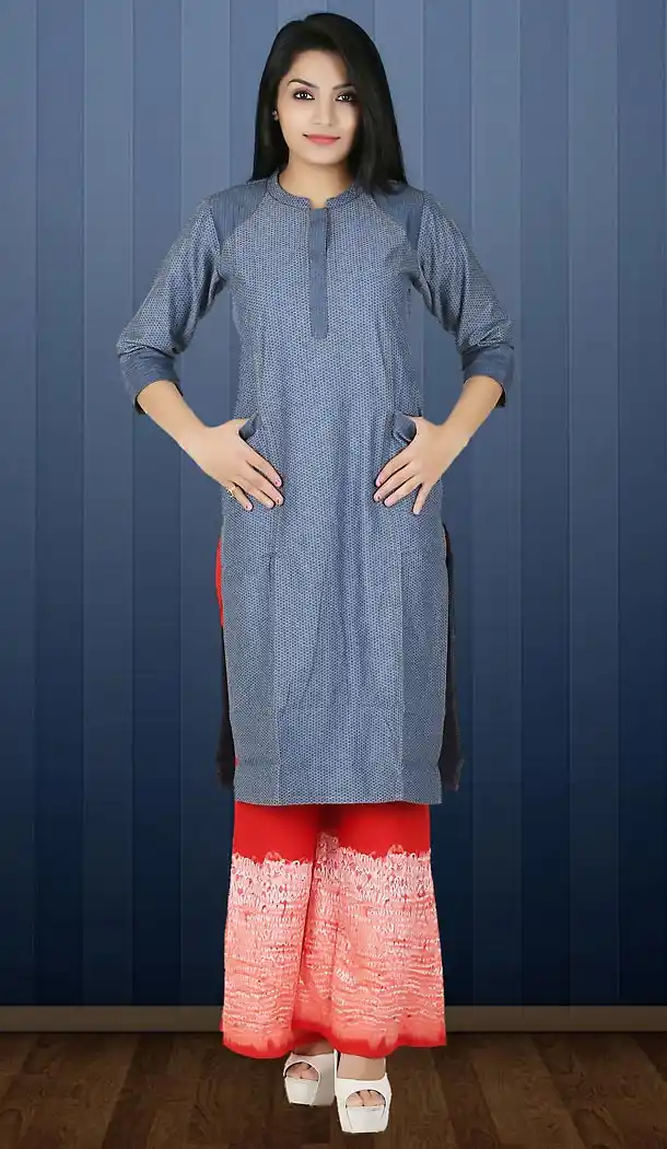 Slate Grey Color Cotton Readymade Ladies Kurtas | FH482674394