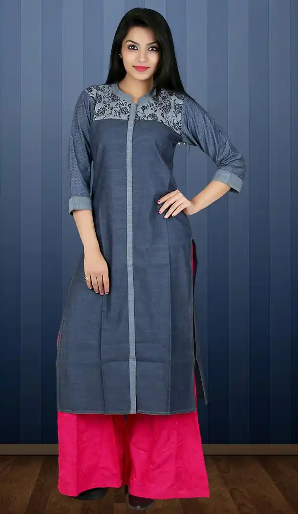 Grey Color Cotton Readymade Ladies Kurtas | FH482674395