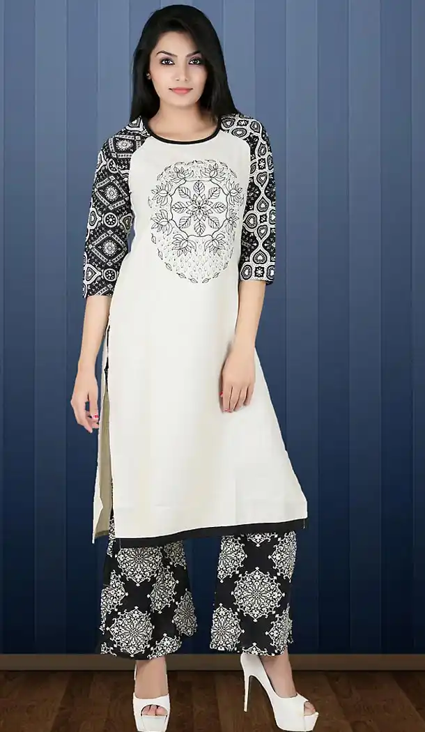 Off White Color Cotton Readymade Ladies Kurtas | FH482674397