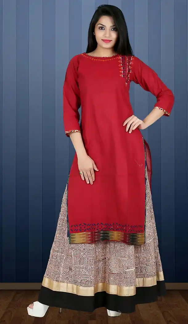 Crimson Color Cotton Readymade Ladies Kurtas | FH482674399