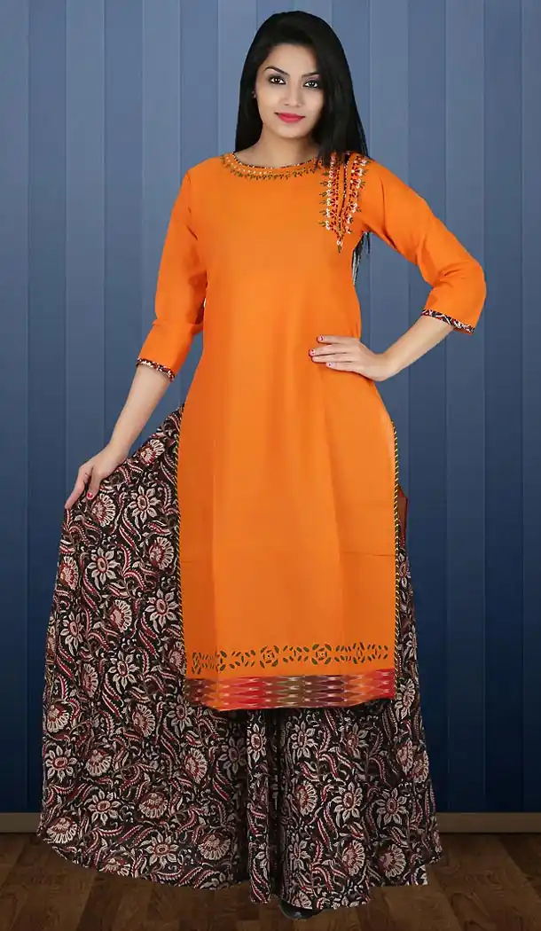 Orange Color Cotton Readymade Ladies Kurtas | FH482674400