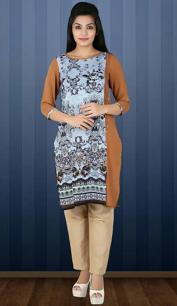Brown Color Lycra Readymade Ladies Kurtas | FH482674404