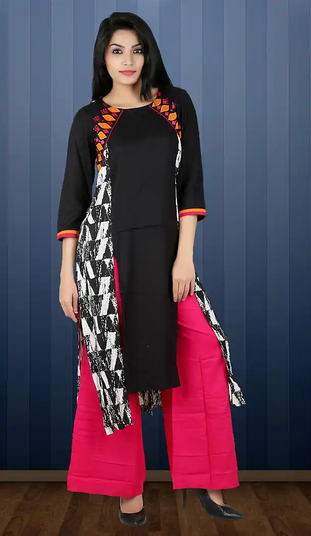Black Color Lycra Achkan Style Readymade Kurti | FH482774407