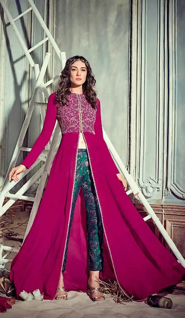 Magenta Color Georgette Achkan Style Salwar Kameez | FH485474732