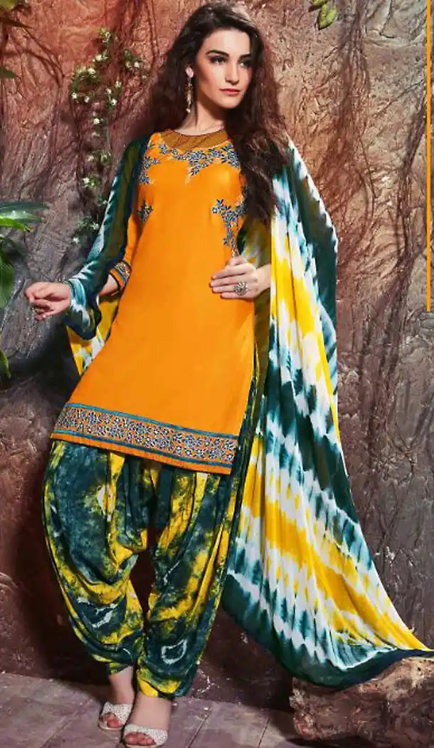 Cotton Butter Scotch Color Deaily Wear Patiyala Punjabi Dress | FH485574743