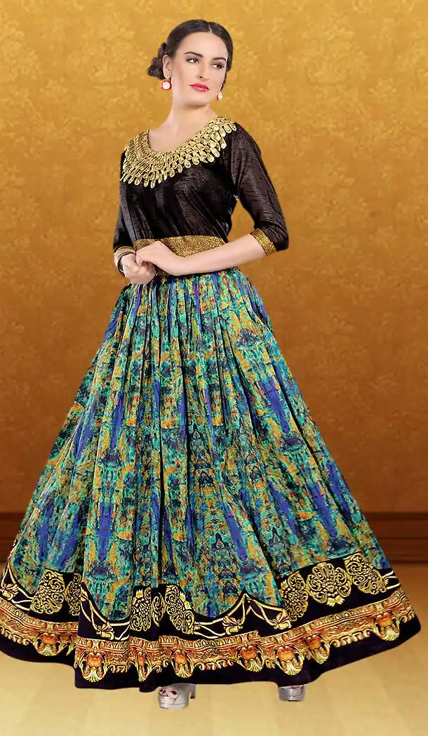 Silk Fabric Multiple Color Printed Lehenga Choli | FH485974772