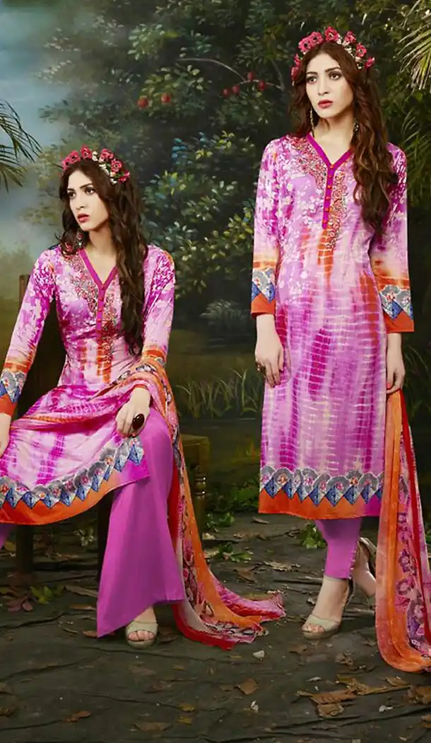 Pink Color Satin Straight Cut Casual Palazzo Suit | FH486074785