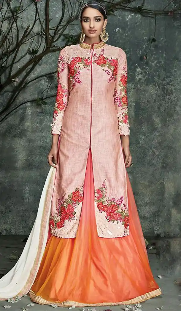 Pink Color Pure Silk Pakistani Long Salar Kameez | FH486174791