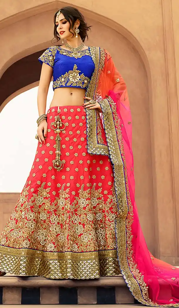 Crimson Color Art Silk A Line Style Wedding Lehenga Choli | FH486374802