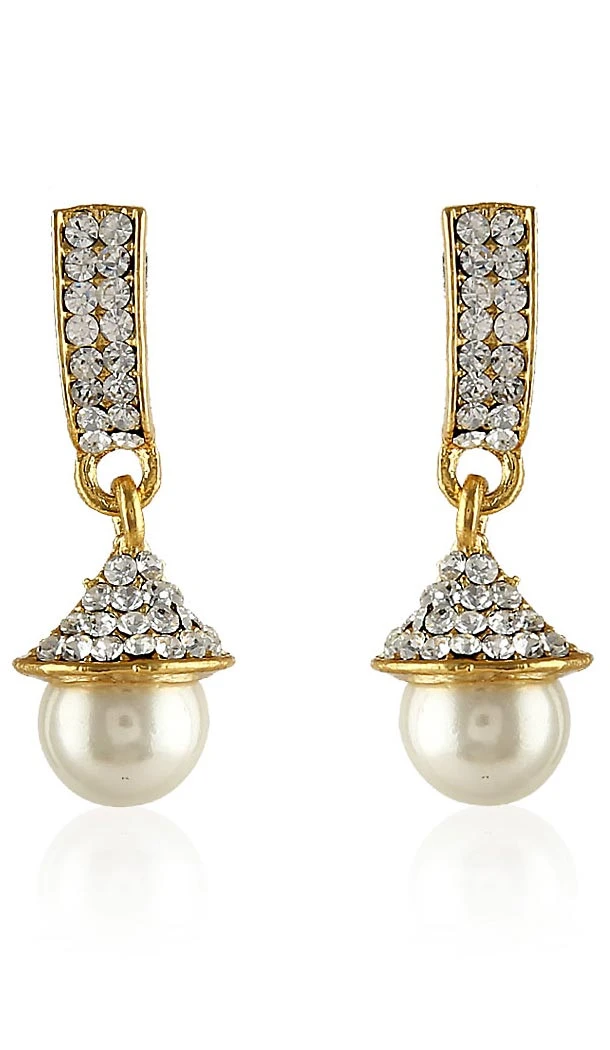 Gold Color Brass American Diamond Fashion Drop Earring | FH486874847