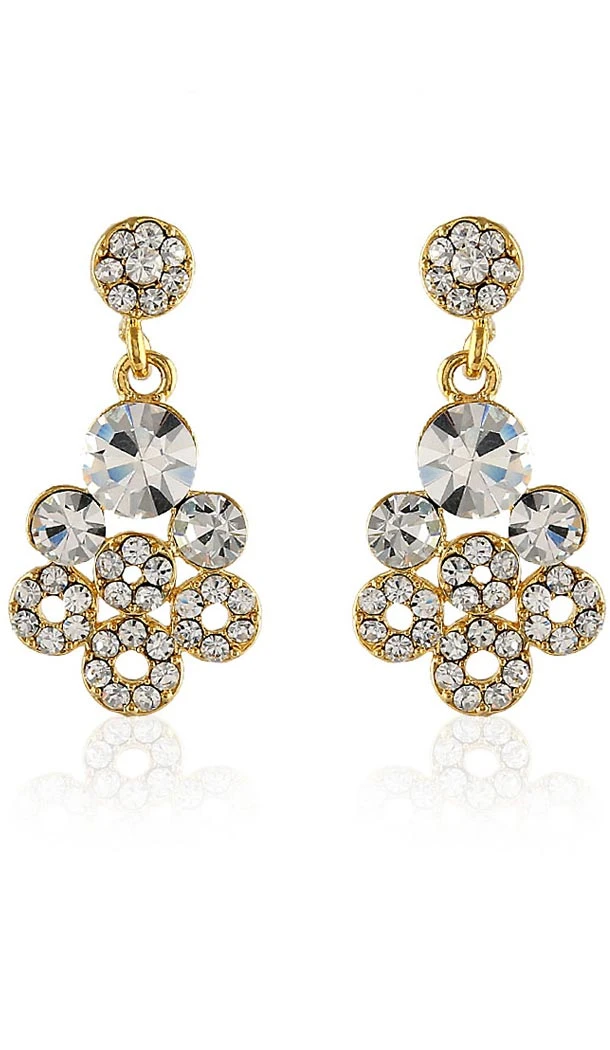 Women's Gold Color Brass American Diamond Chandelier Earring | FH486874849