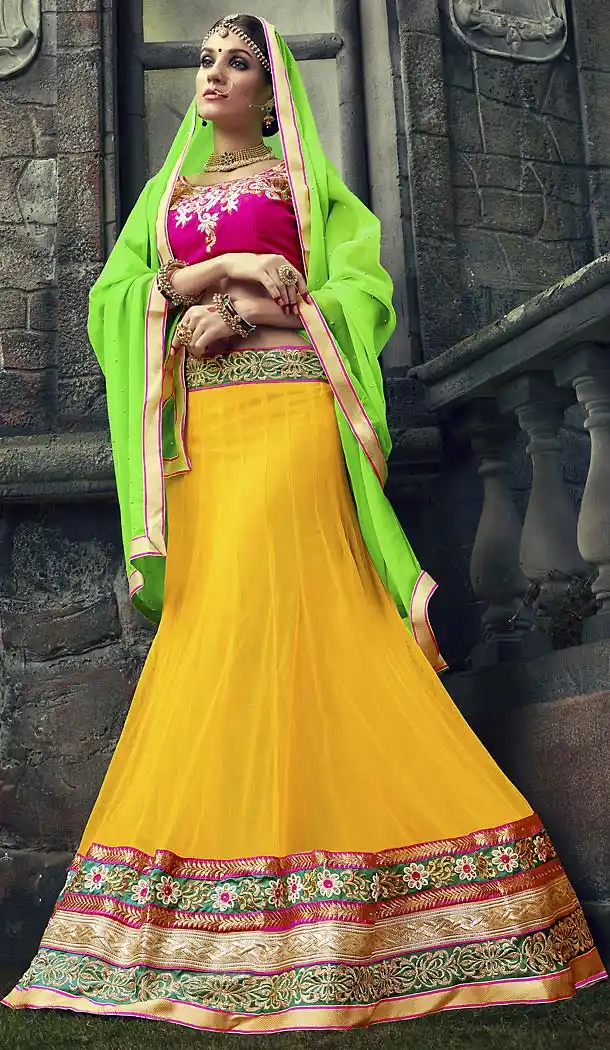 Butter Scotch Color Net Circular Style Chaniya Choli | FH487274894