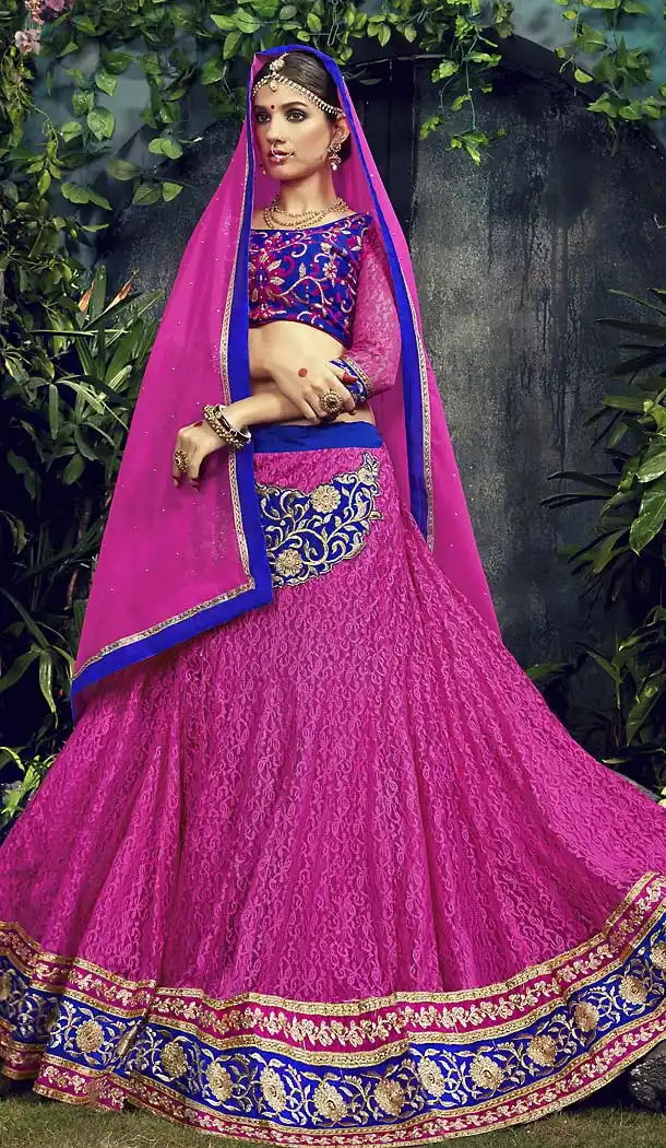 Deep Pink Color Net Circular Style Chaniya Choli | FH487274895