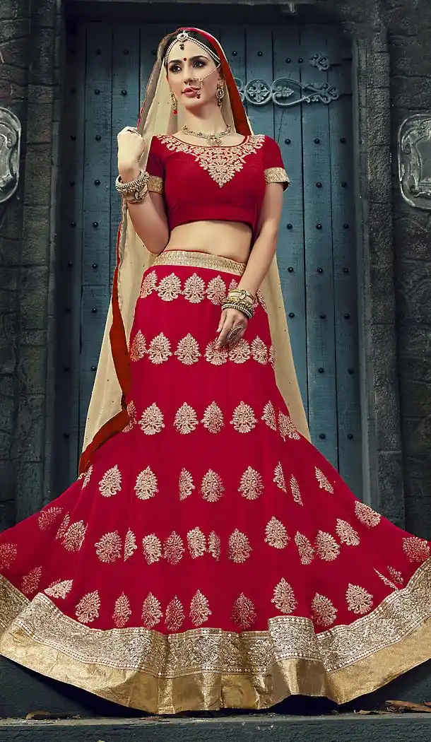 Crimson Color Georgette Circular Style Chaniya Choli | FH487274898