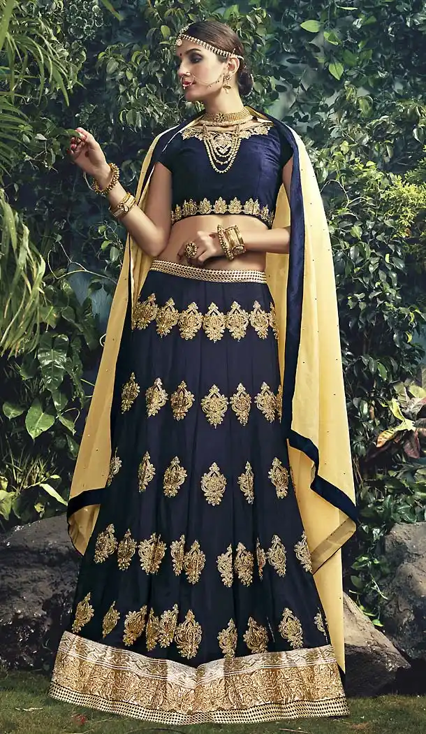 Navy Blue Color Georgette A Line Style Chaniya Choli | FH487274899
