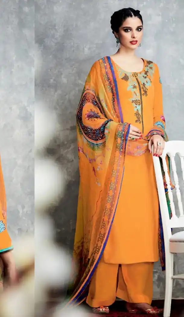 Yellow Color Cotton Straight Cut Style Palazzo Kameez | FH487574961
