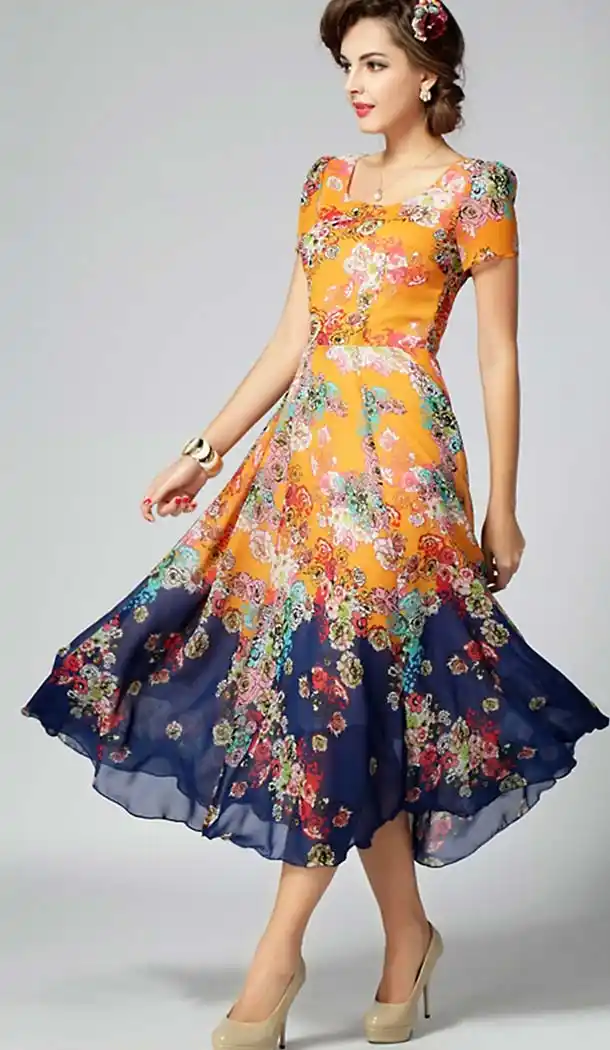 Butter Scotch Color Satin Princess Cut Readymade Kurtis | FH487674969