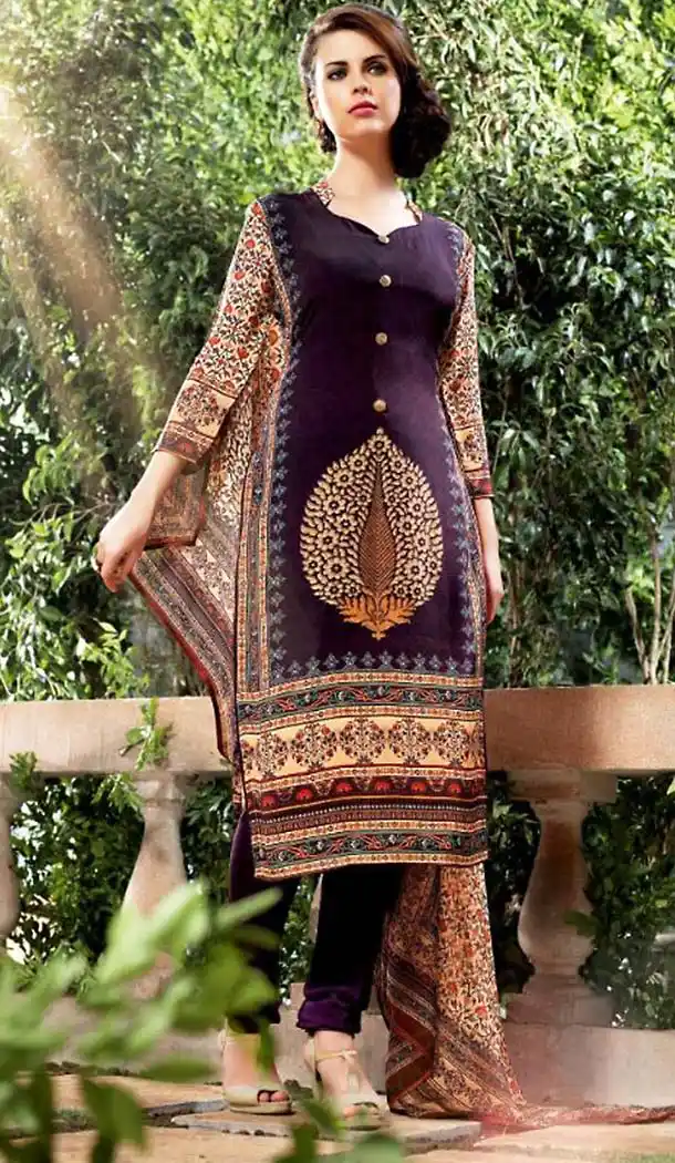Georgette Wine Color Straight Cut Office Wear Churidar Kameez | FH488275023