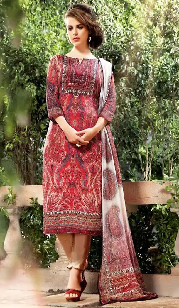 Georgette Red Color Straight Cut Office Wear Churidar Kameez | FH488275026
